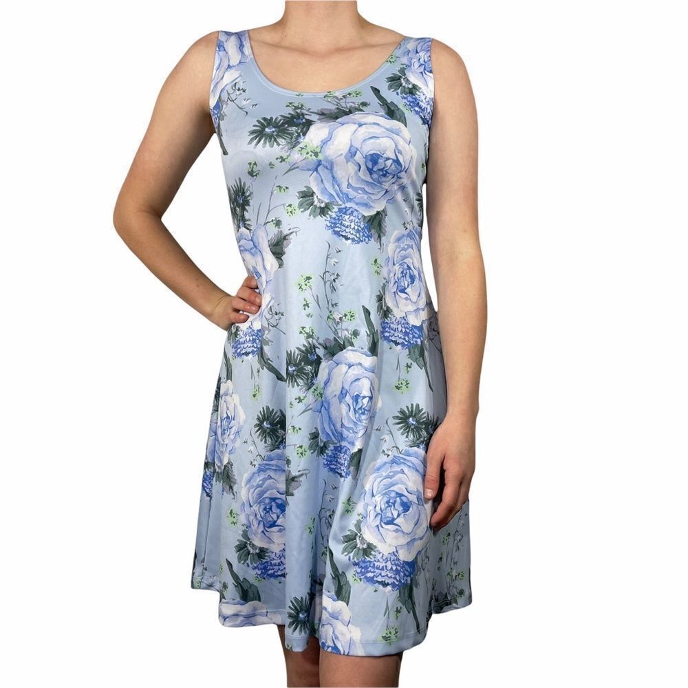 CowCow Blue Floral Sleeveless Dress